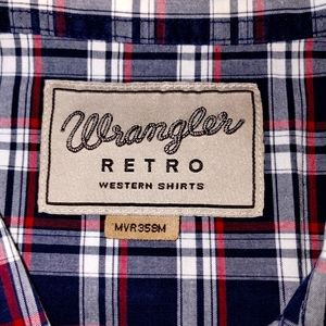 Wrangler SMALL Button Up Red/White/Blue plaid Shirt Short Sleeve